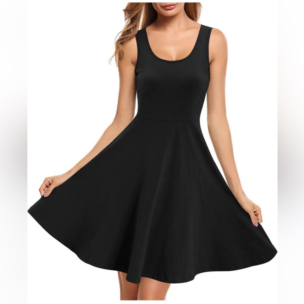 Lulus Black Stretch Sleeveless A Line Dress Sz S